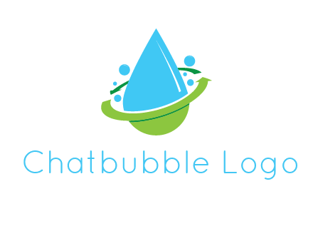 arrows and bubbles around water droplet cleaning logo