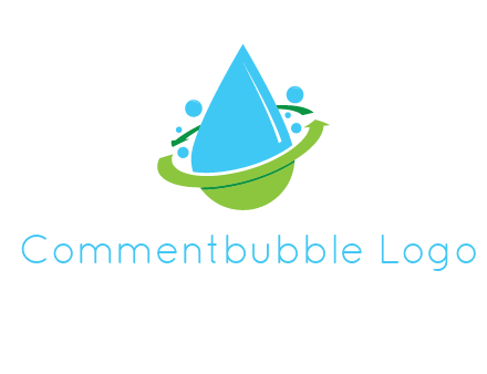arrows and bubbles around water droplet cleaning logo