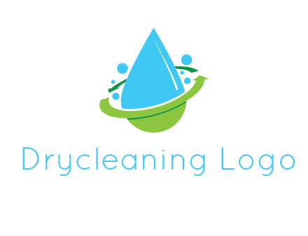 arrows and bubbles around water droplet cleaning logo