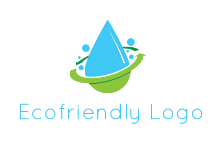 arrows and bubbles around water droplet cleaning logo