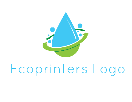 arrows and bubbles around water droplet cleaning logo