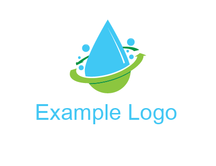 arrows and bubbles around water droplet cleaning logo