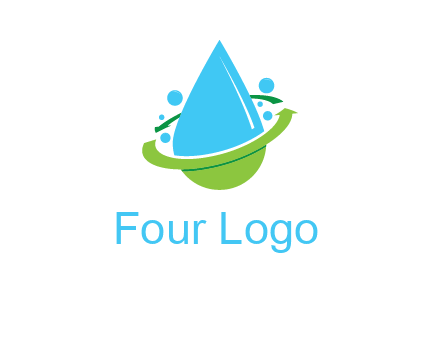 arrows and bubbles around water droplet cleaning logo