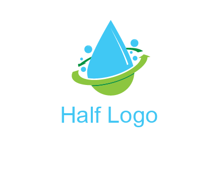 arrows and bubbles around water droplet cleaning logo