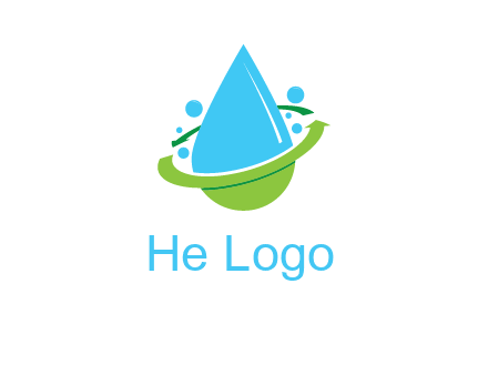 arrows and bubbles around water droplet cleaning logo