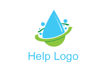 arrows and bubbles around water droplet cleaning logo