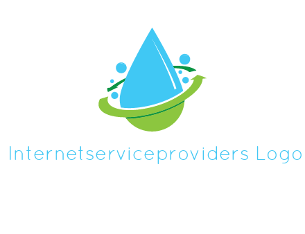 arrows and bubbles around water droplet cleaning logo
