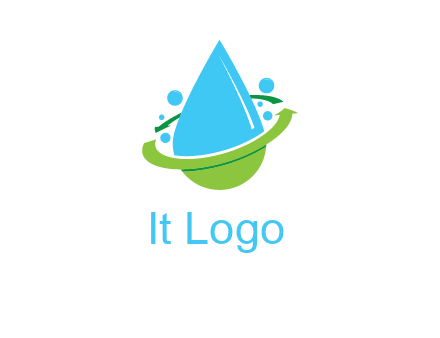 arrows and bubbles around water droplet cleaning logo