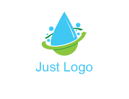 arrows and bubbles around water droplet cleaning logo