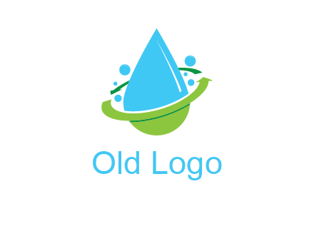 arrows and bubbles around water droplet cleaning logo