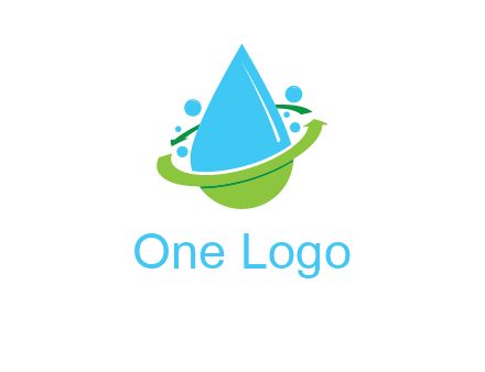 arrows and bubbles around water droplet cleaning logo
