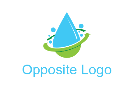 arrows and bubbles around water droplet cleaning logo