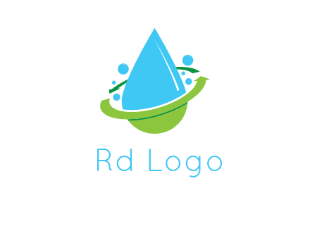 arrows and bubbles around water droplet cleaning logo