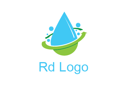 arrows and bubbles around water droplet cleaning logo