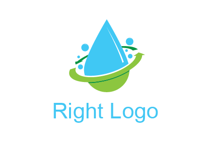 arrows and bubbles around water droplet cleaning logo