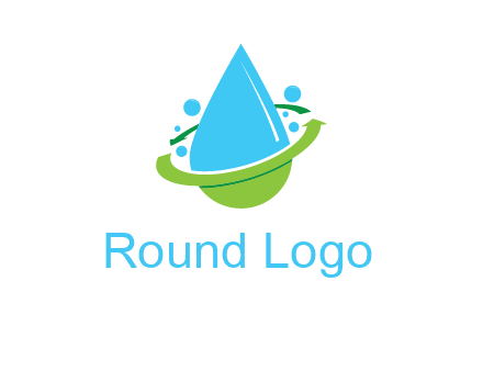 arrows and bubbles around water droplet cleaning logo