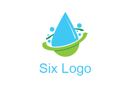 arrows and bubbles around water droplet cleaning logo