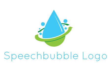 arrows and bubbles around water droplet cleaning logo