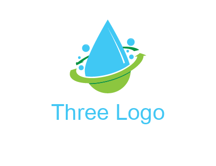 arrows and bubbles around water droplet cleaning logo