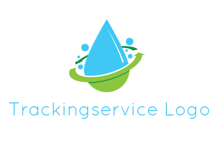 arrows and bubbles around water droplet cleaning logo