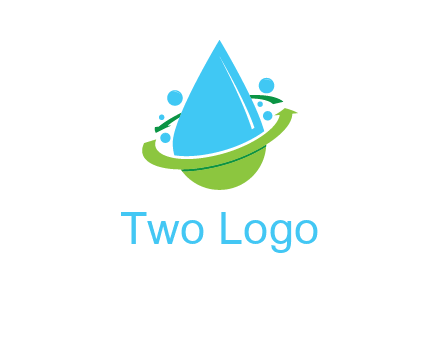 arrows and bubbles around water droplet cleaning logo
