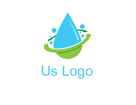 arrows and bubbles around water droplet cleaning logo
