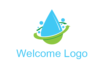 arrows and bubbles around water droplet cleaning logo