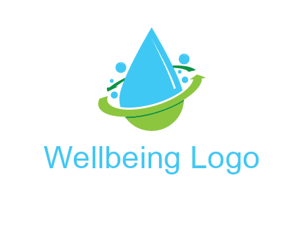 arrows and bubbles around water droplet cleaning logo