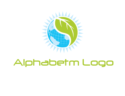 leaf and world half in circle agriculture logo