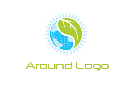 leaf and world half in circle agriculture logo