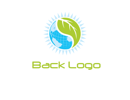 leaf and world half in circle agriculture logo