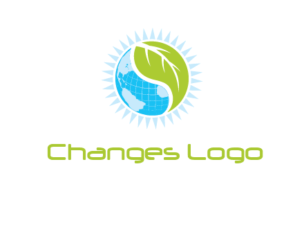 leaf and world half in circle agriculture logo