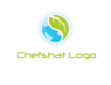 leaf and world half in circle agriculture logo