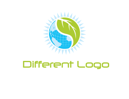 leaf and world half in circle agriculture logo