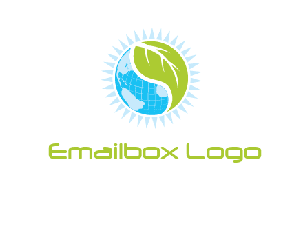 leaf and world half in circle agriculture logo
