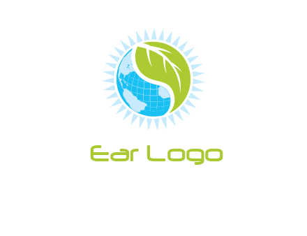 leaf and world half in circle agriculture logo