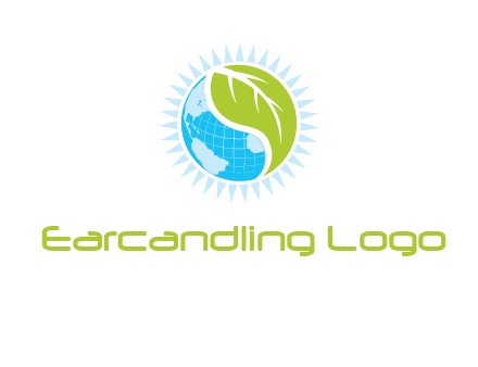 leaf and world half in circle agriculture logo