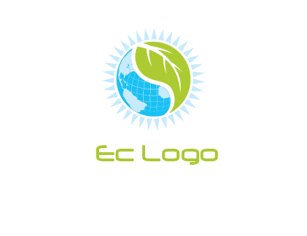leaf and world half in circle agriculture logo