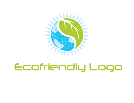 leaf and world half in circle agriculture logo