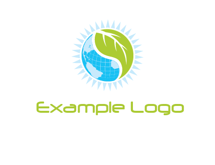 leaf and world half in circle agriculture logo