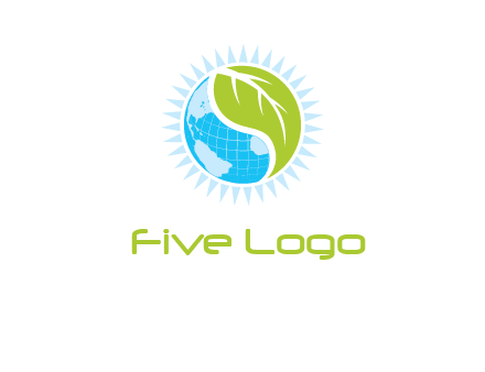 leaf and world half in circle agriculture logo