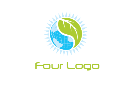 leaf and world half in circle agriculture logo