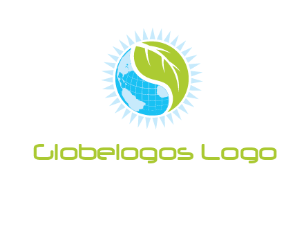 leaf and world half in circle agriculture logo
