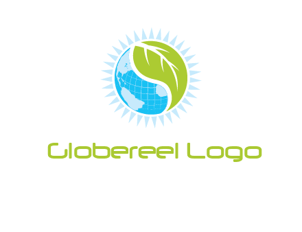 leaf and world half in circle agriculture logo
