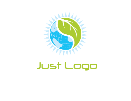 leaf and world half in circle agriculture logo