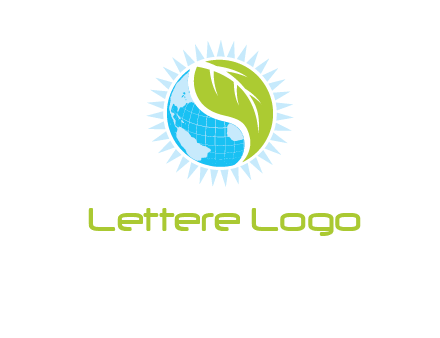 leaf and world half in circle agriculture logo