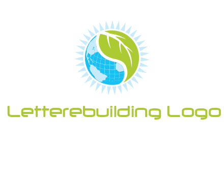 leaf and world half in circle agriculture logo