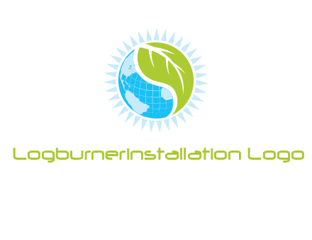 leaf and world half in circle agriculture logo