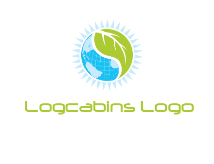 leaf and world half in circle agriculture logo