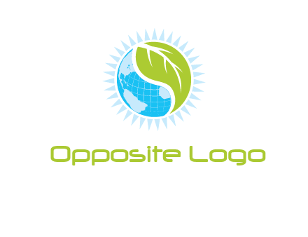 leaf and world half in circle agriculture logo